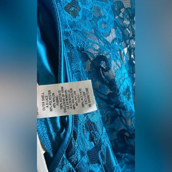 Vintage Dance-Allure Blue Lace Dress-Fit & Flair -Long Sleeve-sz 9/10 - Picture 11 of 14